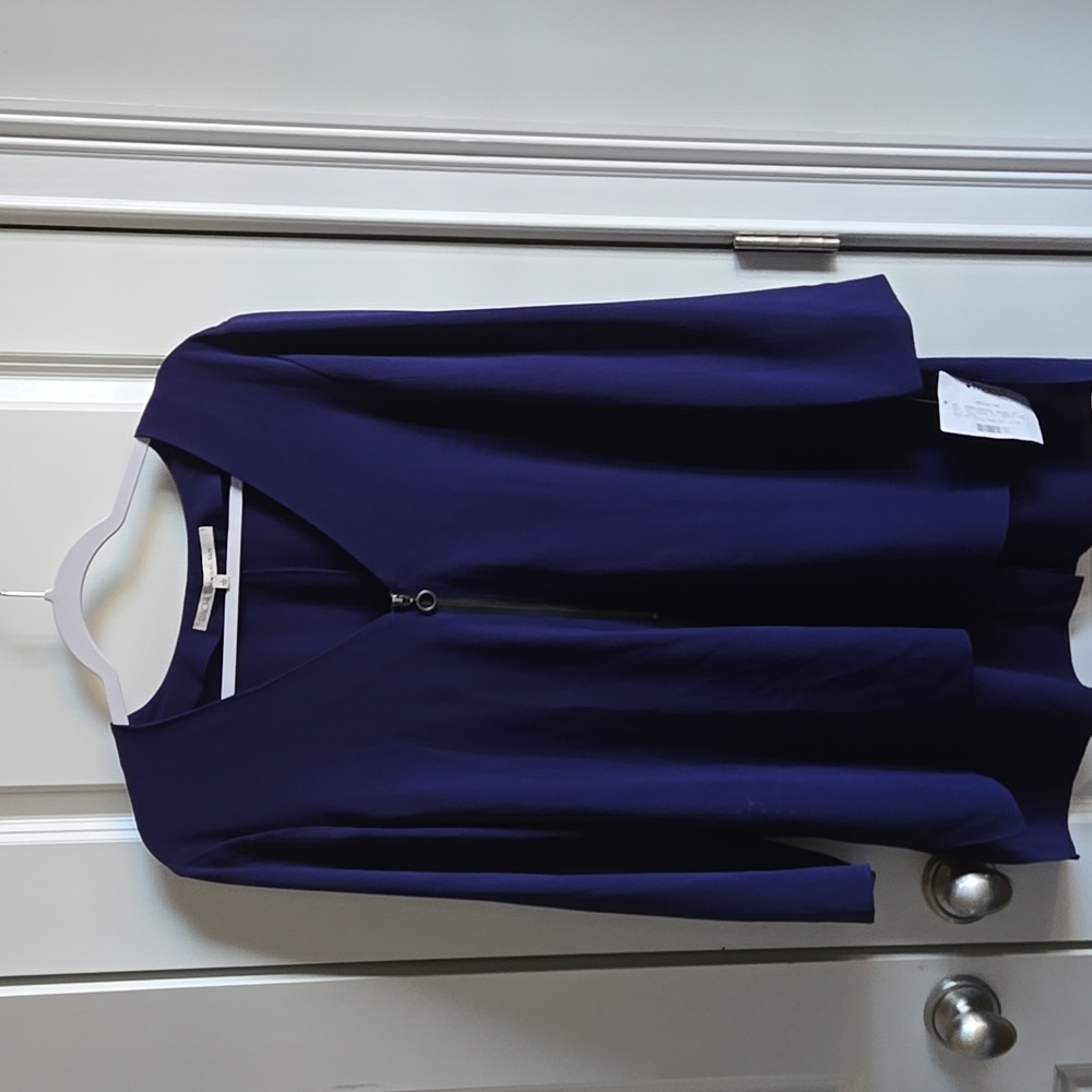 Rachel Roy Women’s Zipper Detail Long Sleeve Lightweight Blue Tunic Size L